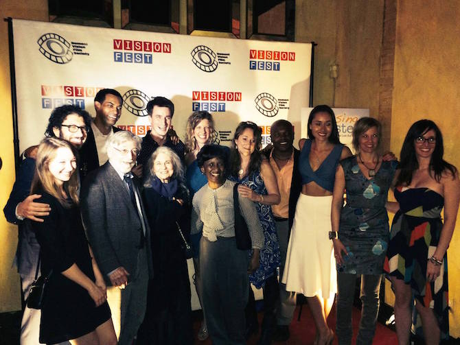 A candid shot of Ashley with cast and crew from the world premiere of CHASING TASTE at VisionFEST 2014.
